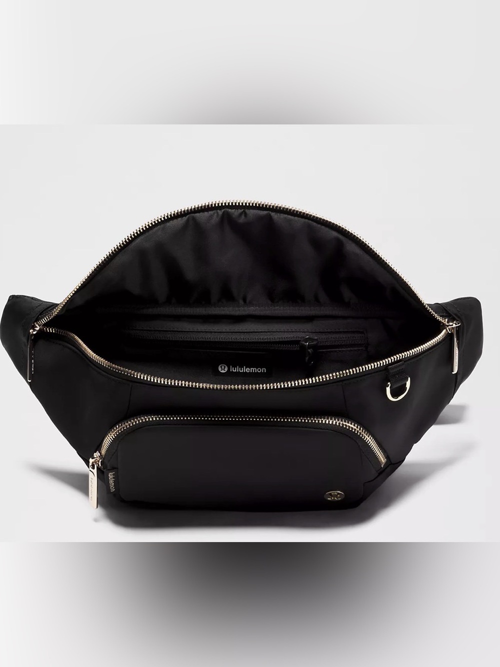 lululemon athletica Black Nylon Crossbody with Gold Zippers